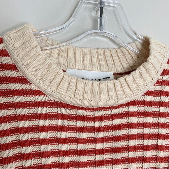 The GREAT. Mini Striped Shrunken Pullover *Scarlet Stripe* - Picture 6 of 12